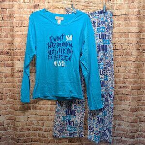 Lati Fashion Pajama Set Blue Graphic Size XXL NWT